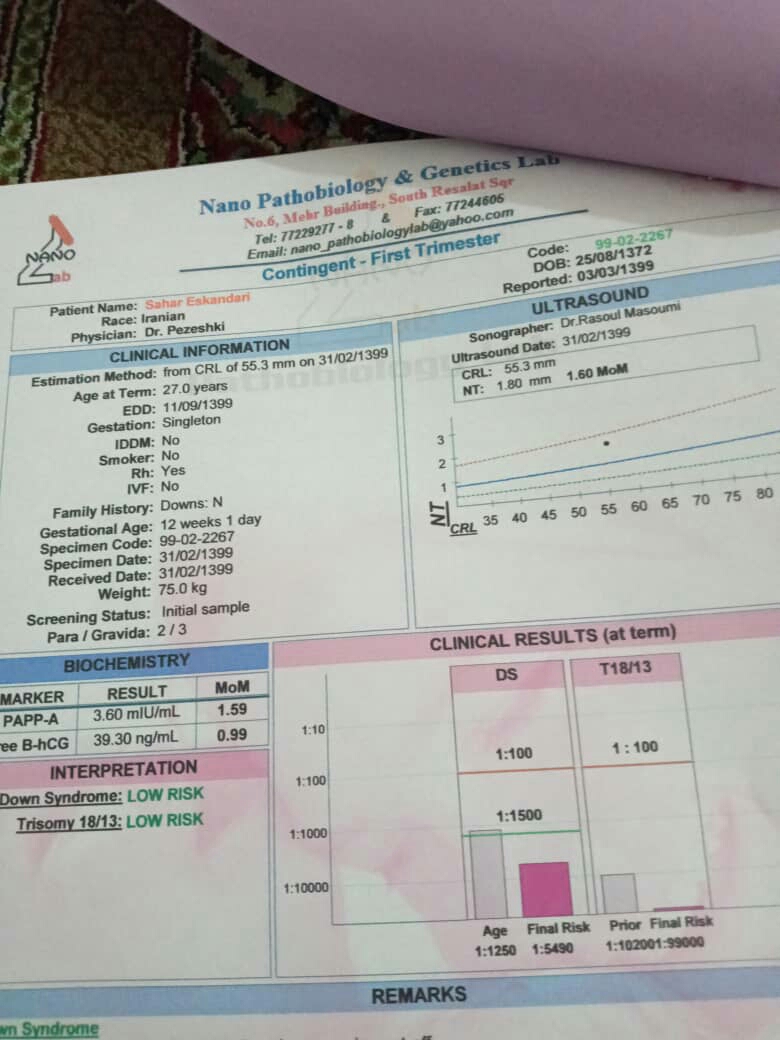 جواب ازمایش و سونو ان تی رو تفسیر کنید ممنون