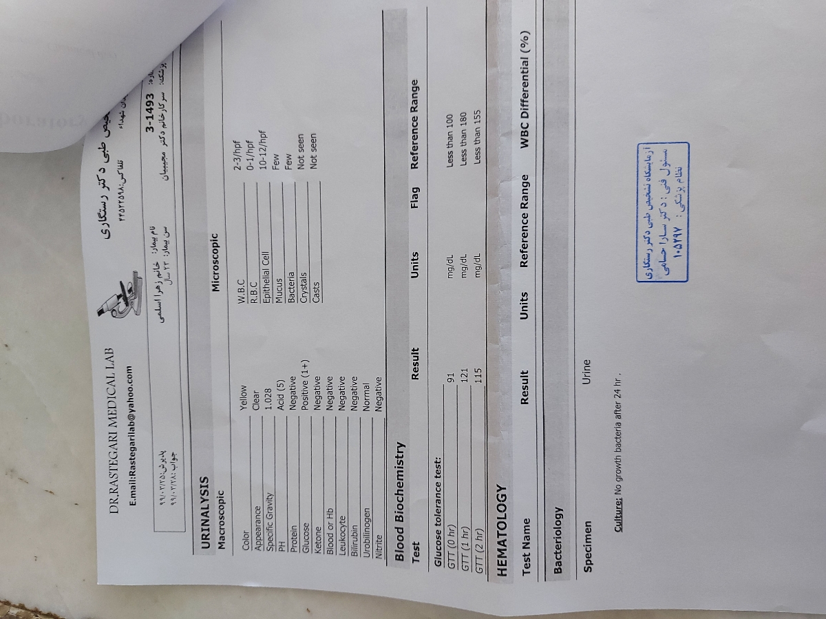 دوستان ممنون میشم ازمایش منو تفسیر کنید ؟نتیجه ازمایشم چیه ؟