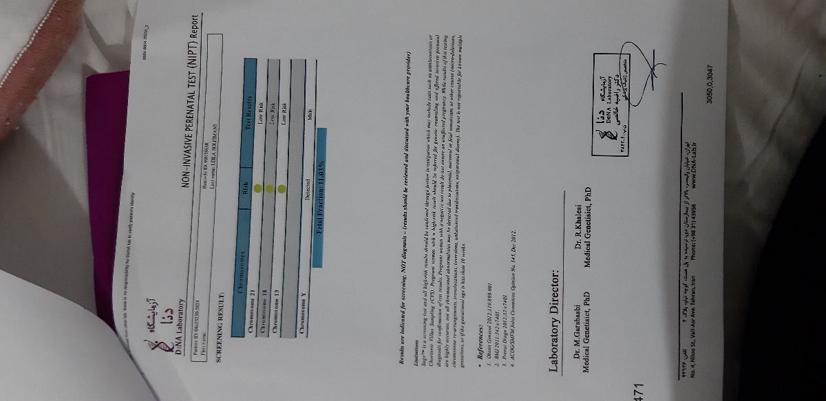 تفسیر جواب آزمایش سلفری