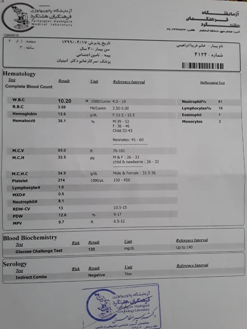 جواب آزمایش تست تحمل گلوکز