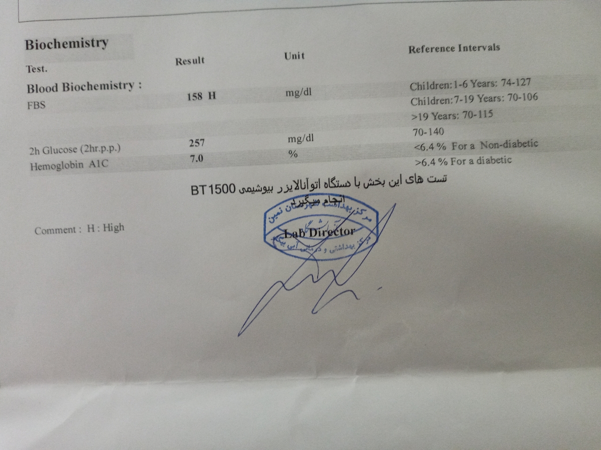 لطفا جواب آزمایش منو تفسیر کنید