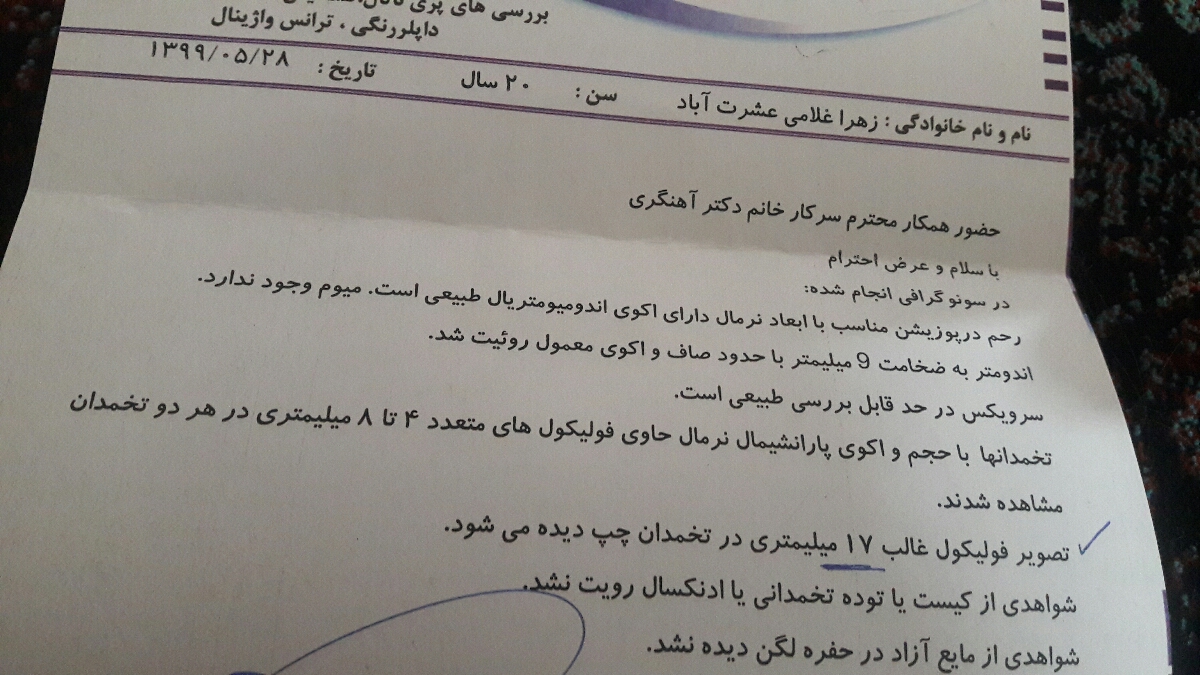 تفسیرسونوگرافی روز ۱۳سیکل