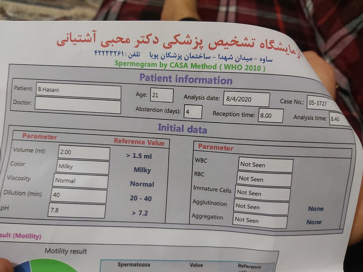 ازمایش اسپرم همسرم بی زحمت ببنید چجوریه دوستانی ک واردن بیان ممنون ازمایش اسپرم همسرم بی زحمت ببنید چجوریه دوستانی ک واردن بیان ممنون