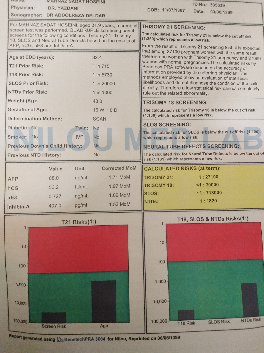 تفسیر ازمایش غربالگری مرحله 2