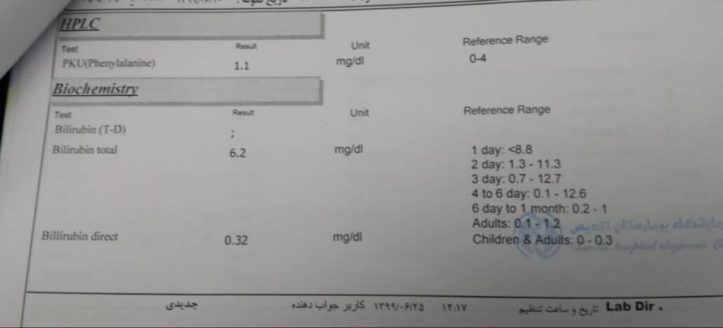 تفسیر غربالگری ششمین روز دخترم