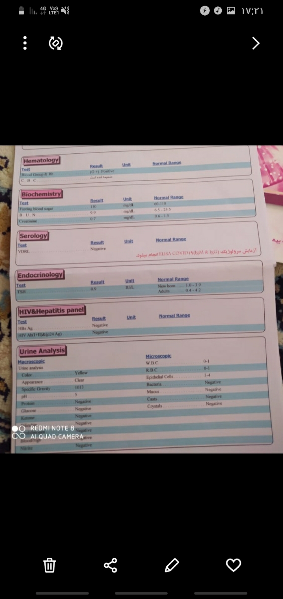 تشریح جواب ازمایش مرحله اول بارداری