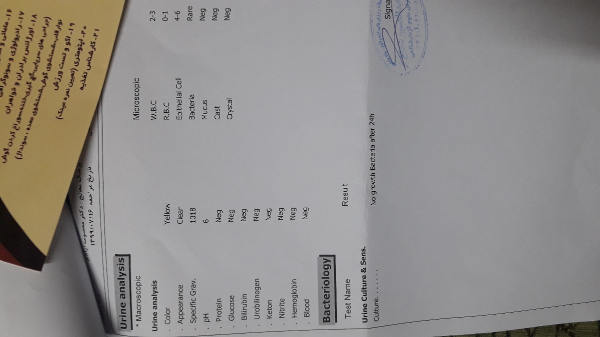 تفسیر جواب آزمایش خون و ادرار