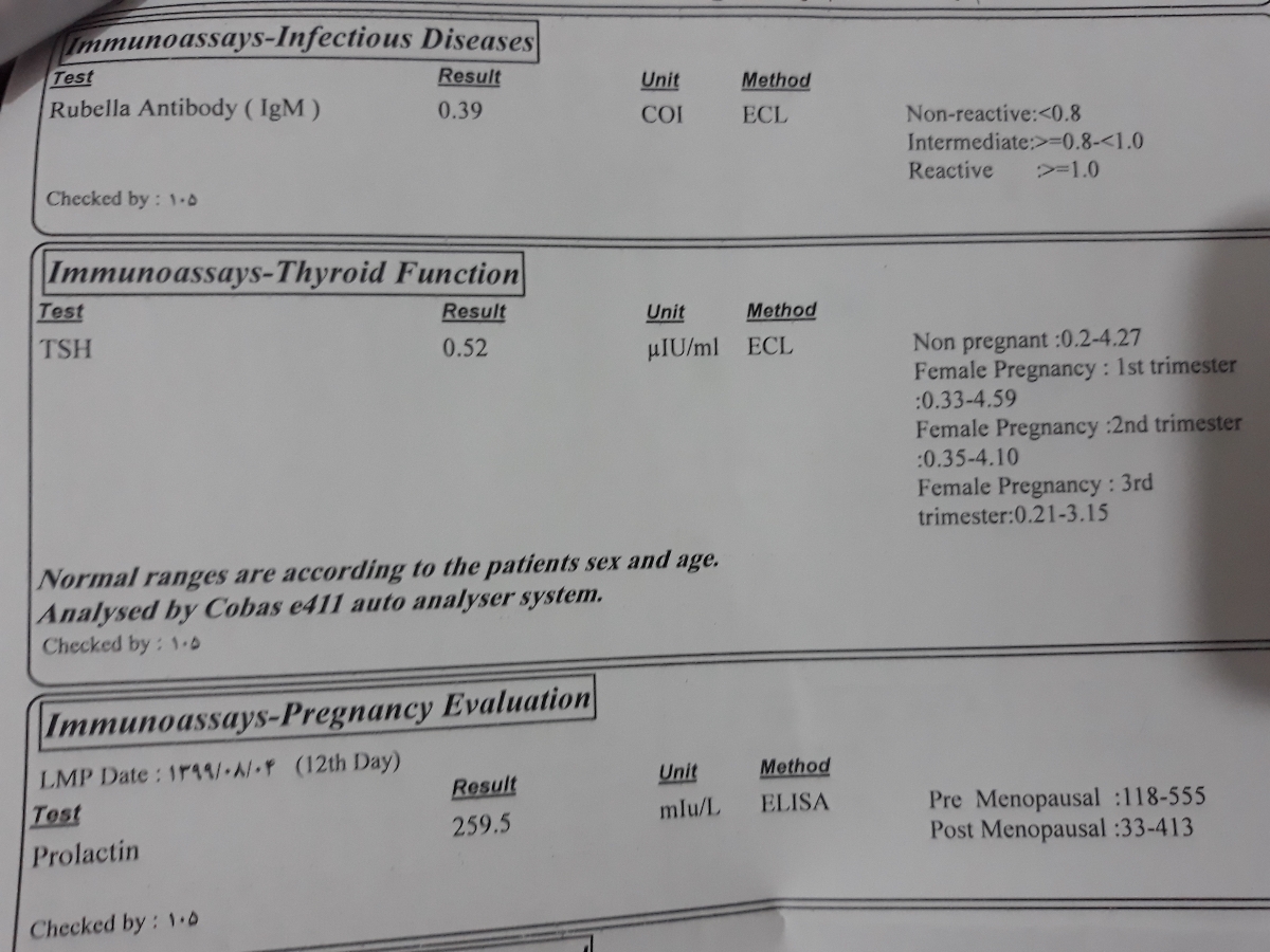 سلام میشه لطف کنید آزمایش منو تفسیر کنید