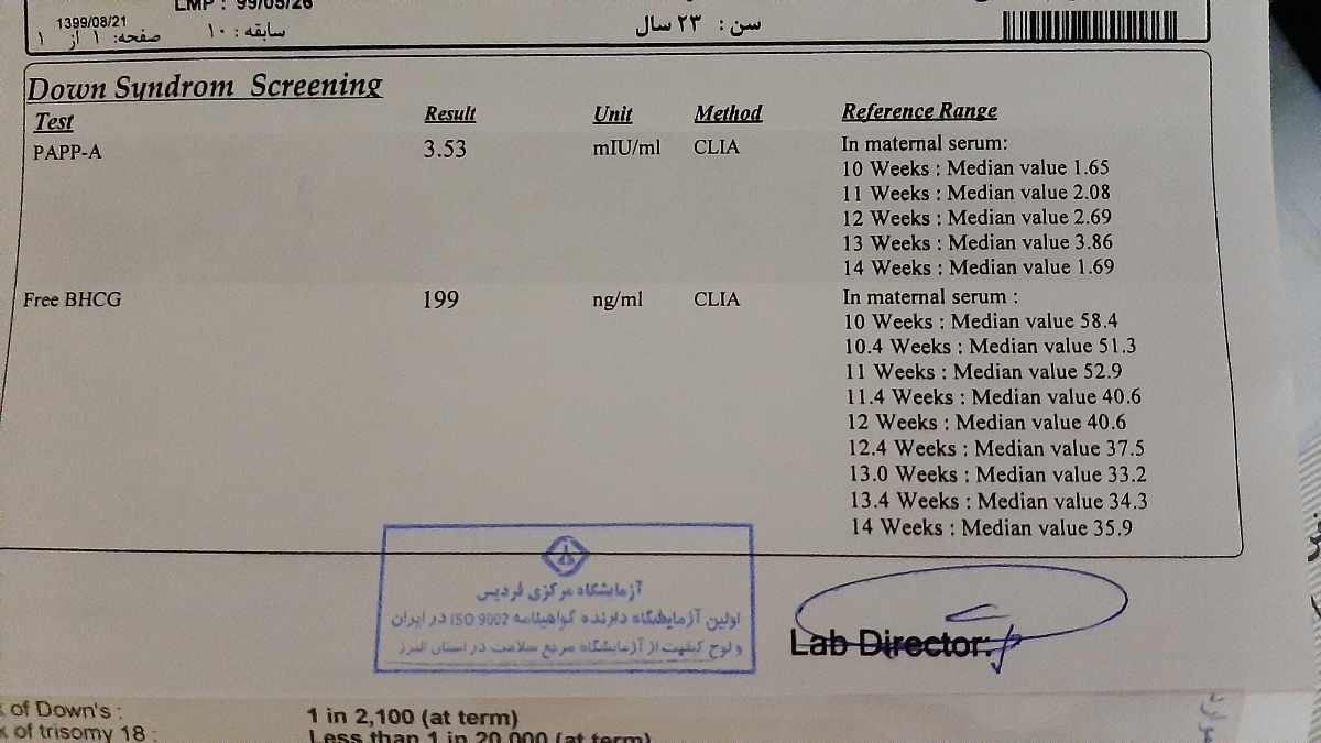 سونو و ازمایش nt
