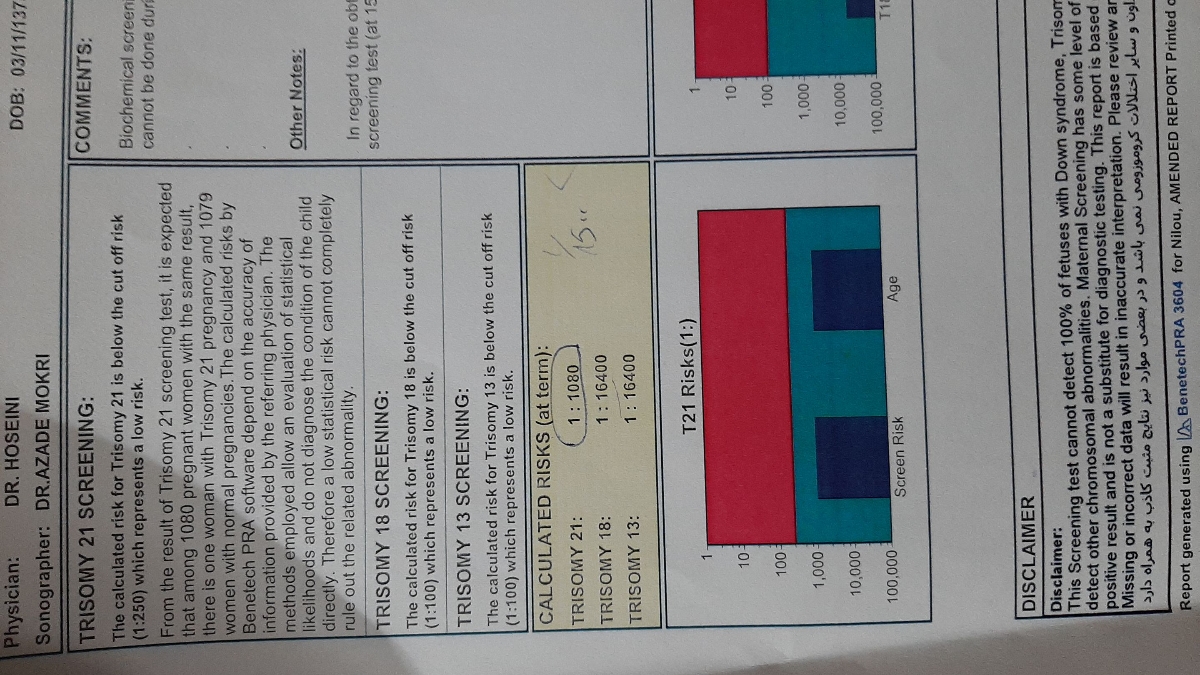 تفسیر آزمایش غربالگری مرحله اول