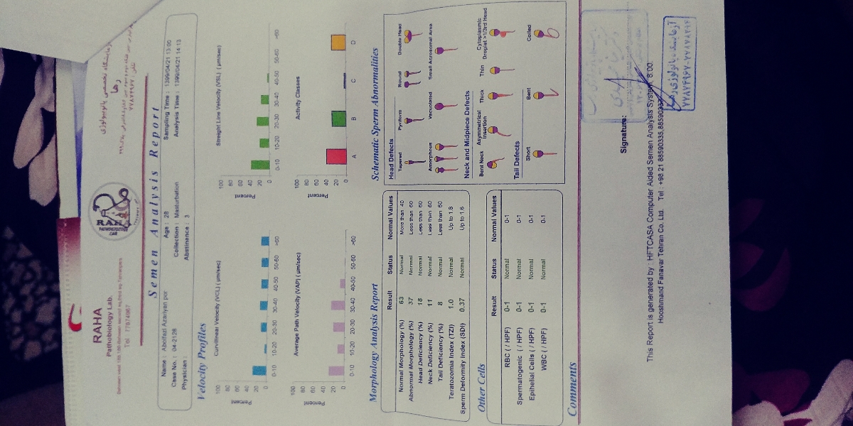 تفسیر آزمایش اسپرم همسرم تفسیر آزمایش اسپرم همسرم