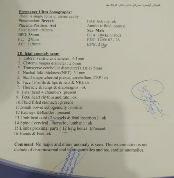 هفته هجده بارداری سونوی انومالی روتفسیرکنیدلطفا هفته هجده بارداری سونوی انومالی روتفسیرکنیدلطفا