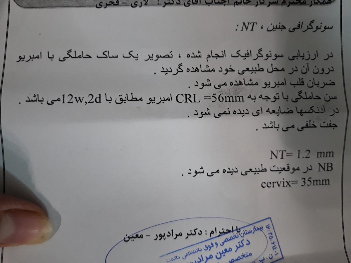 سونوگرافی جنین ان تی در ۱۲ هفته سونوگرافی جنین ان تی در ۱۲ هفته