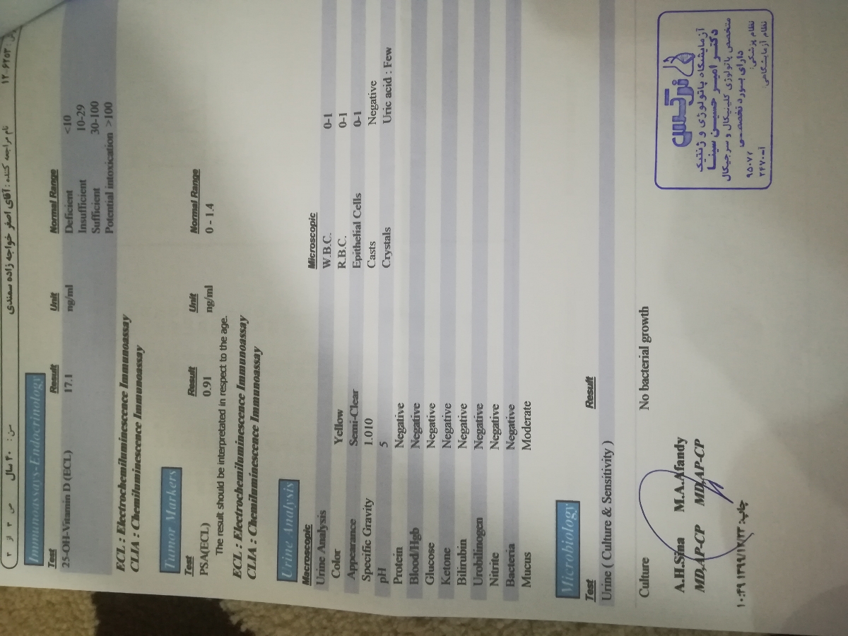 ازمایش خون مردان و چربی و قند