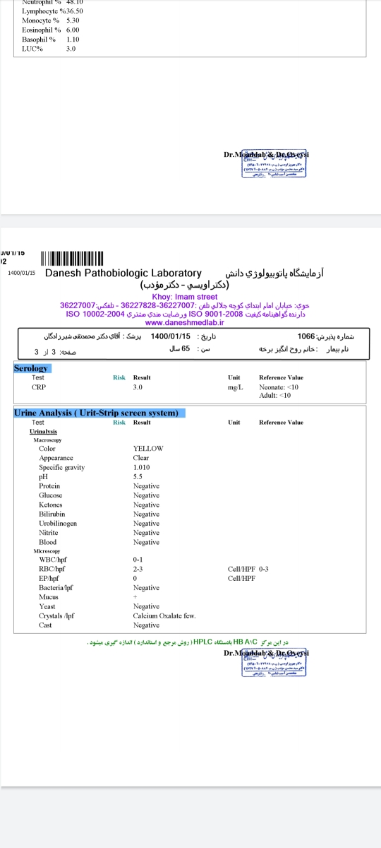 تفسیر نتیجه آزمایش میخواستم