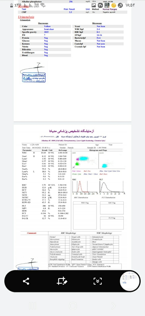 تفسیر جواب ازمایش کرونا
