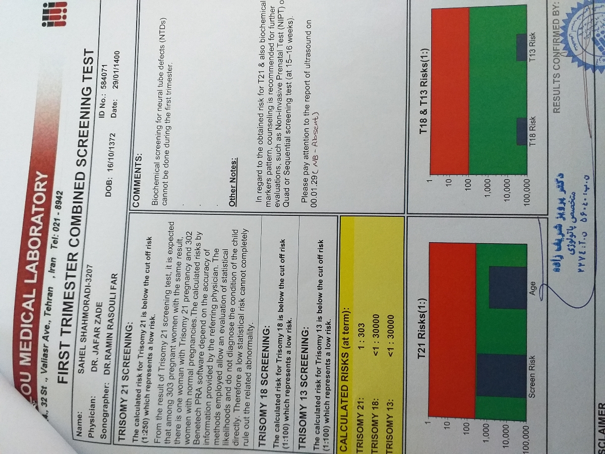 تفسیر سونوگرافی ان تی و غربالگری ۳ ماهه اول بارداری؟