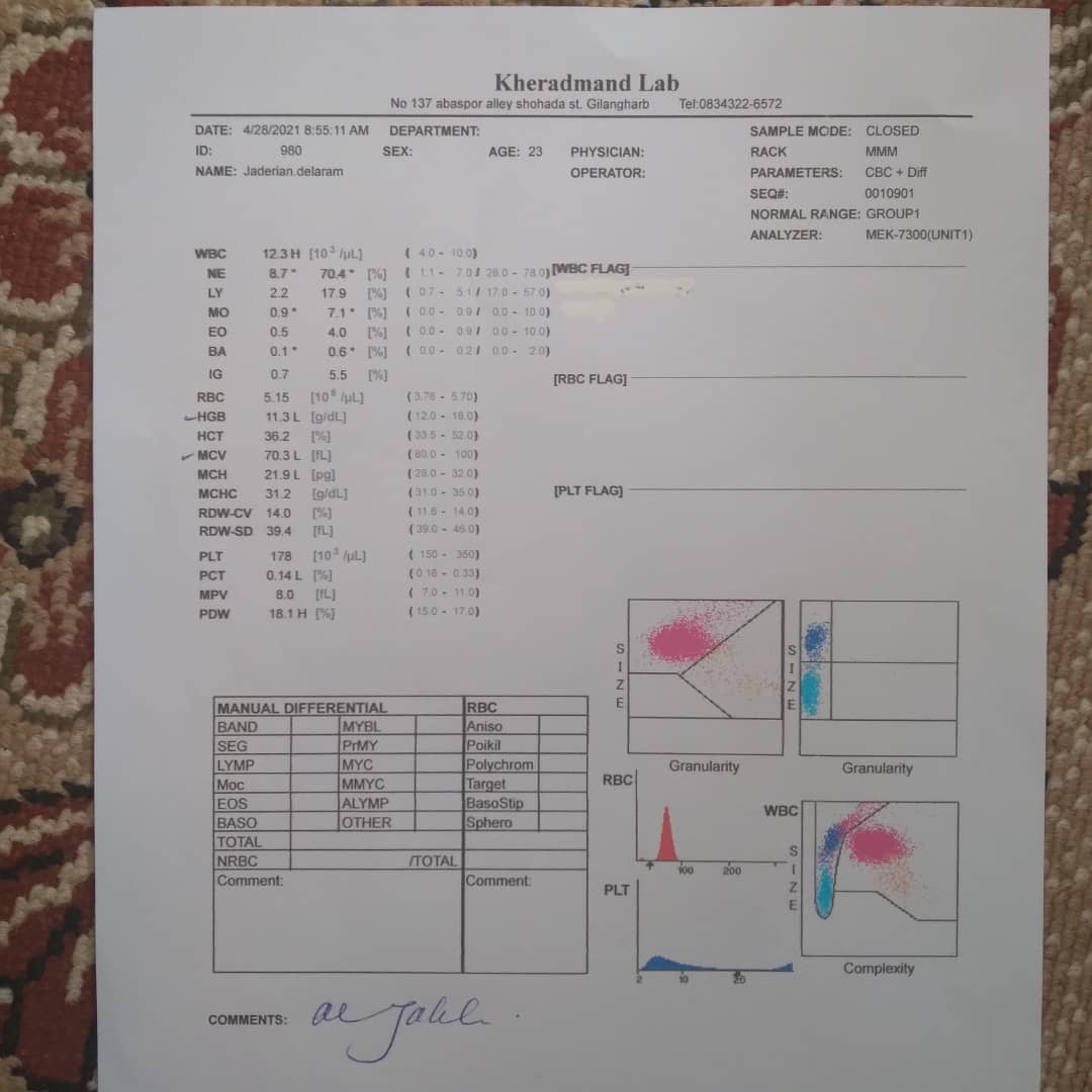 تفسیر ازمایش خون در ۳۴ هفته و سه روز بارداری