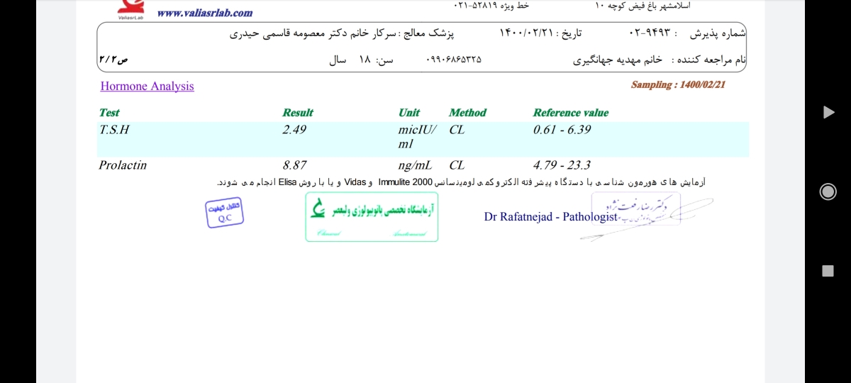 سلام لطفا این آزمایش رو برام تفسیر کنید