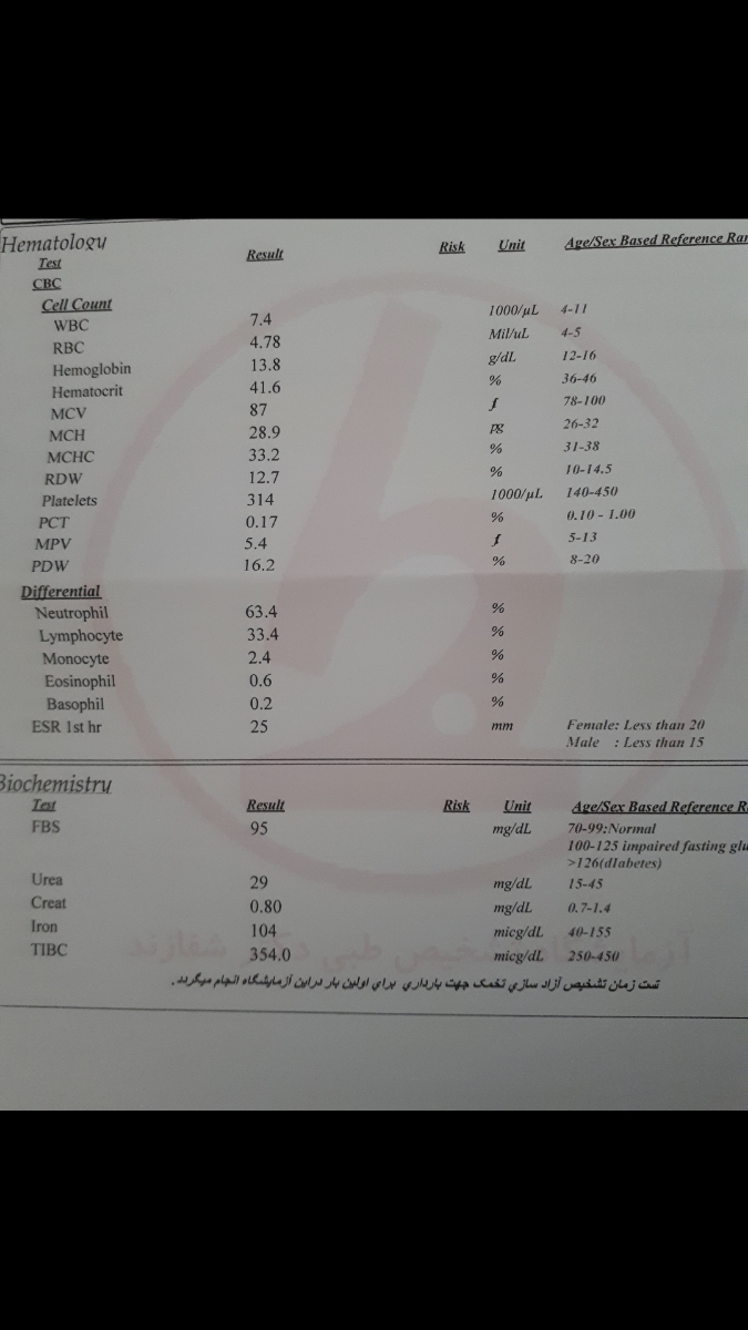 تفسیر جواب آزمایش خون