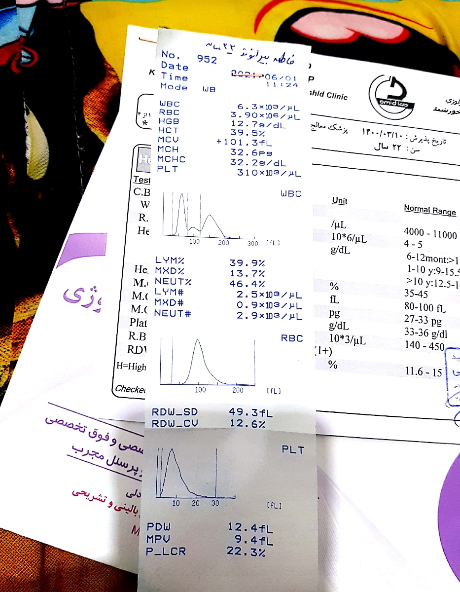 لطفا ازمایشمو تفسیر کنید