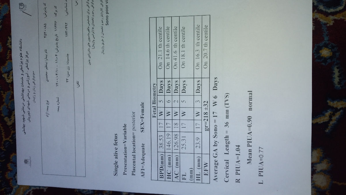 سلام خانم دکتر میشه سونوگرافی منو تفسیر کنید