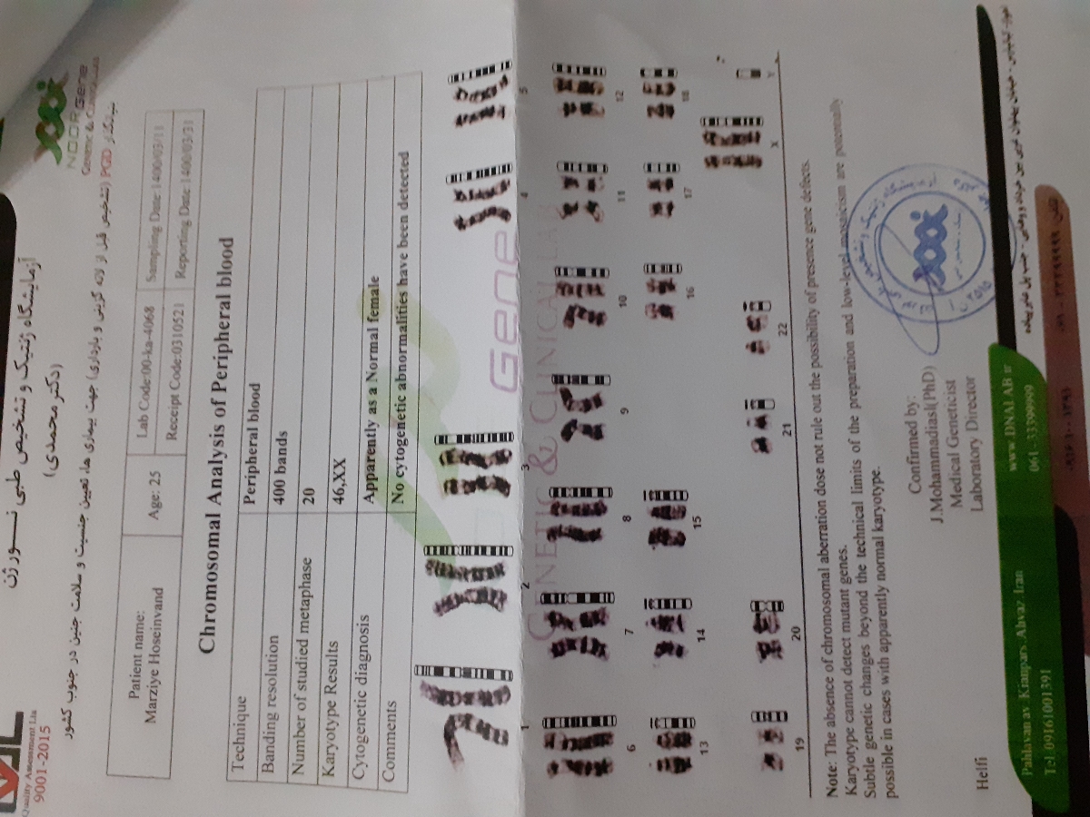 خانوم دکتر نظرتون درمورد ازمایش ژنتیک بگین ممنون میشم
