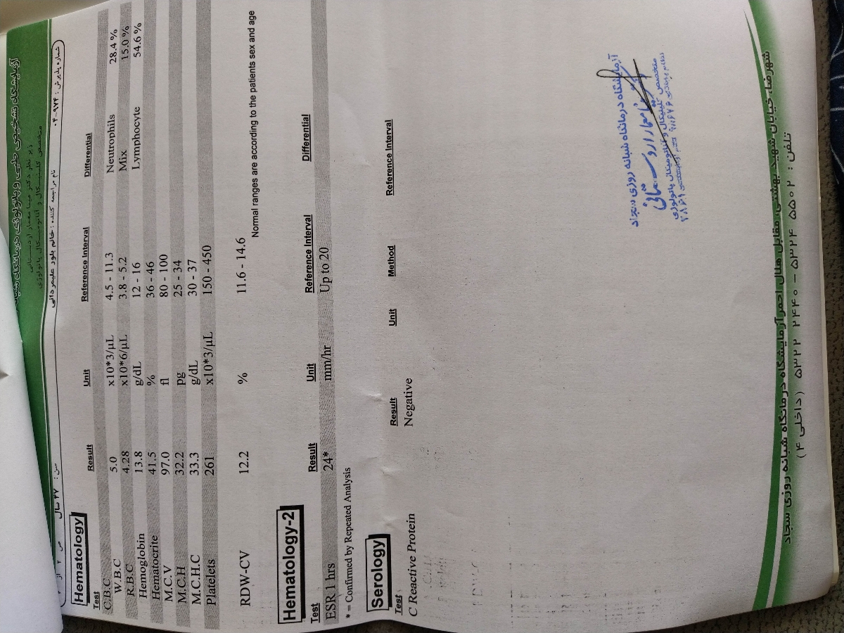 تفسیر جواب آزمایش