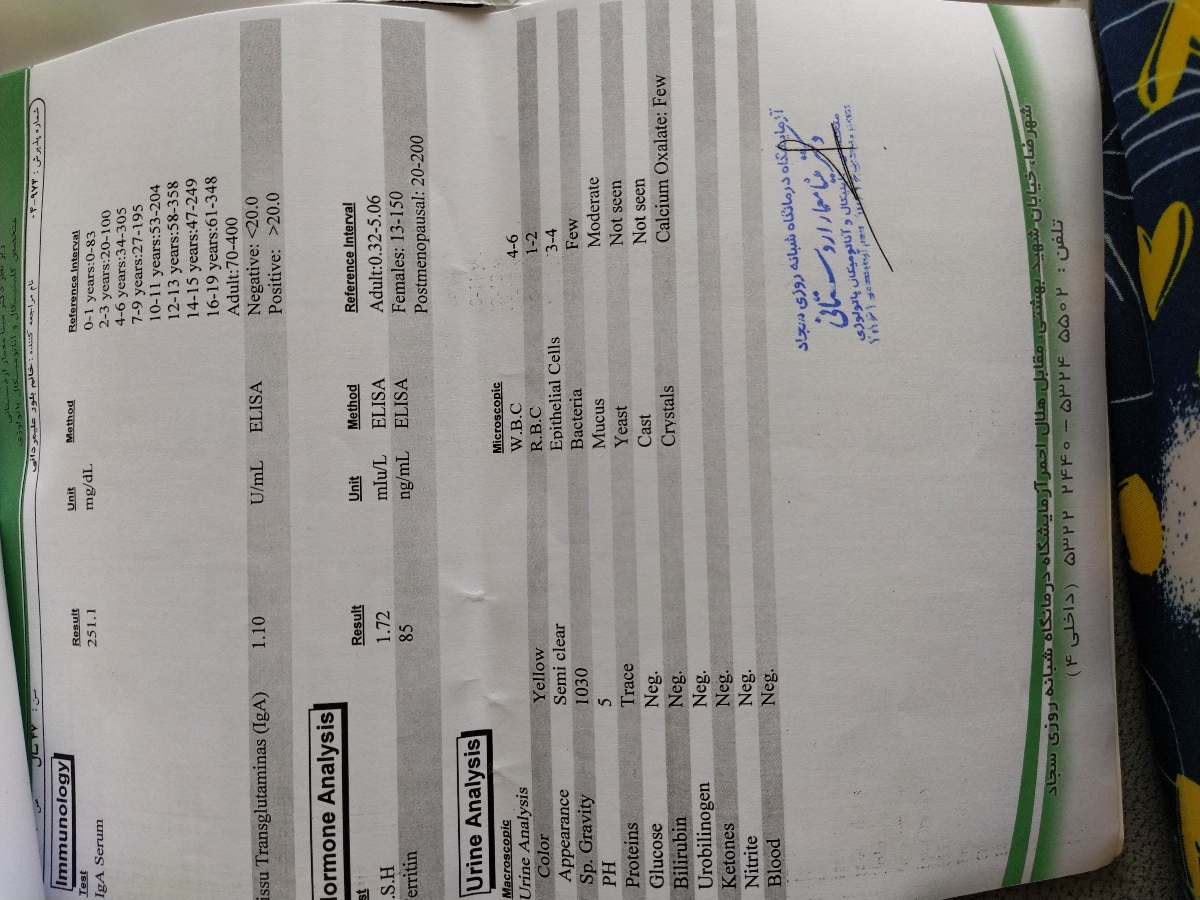 تفسیر جواب آزمایش
