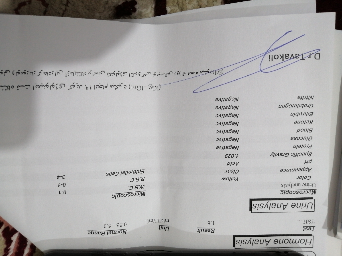تفسیر جواب آزمایش