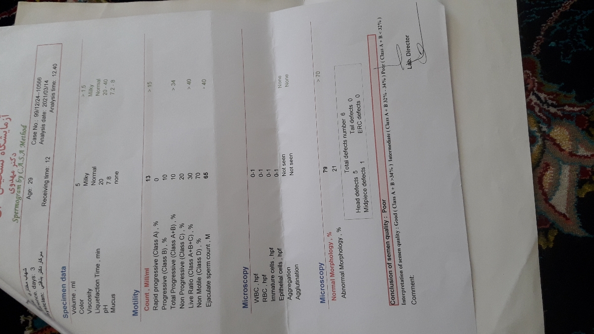 ازمایش اسپرم بعد از عمل واریکوسل ازمایش اسپرم بعد از عمل واریکوسل