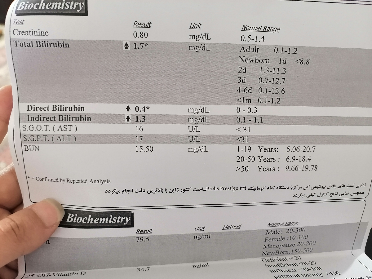 تفسیر آزمایش خون و کبد