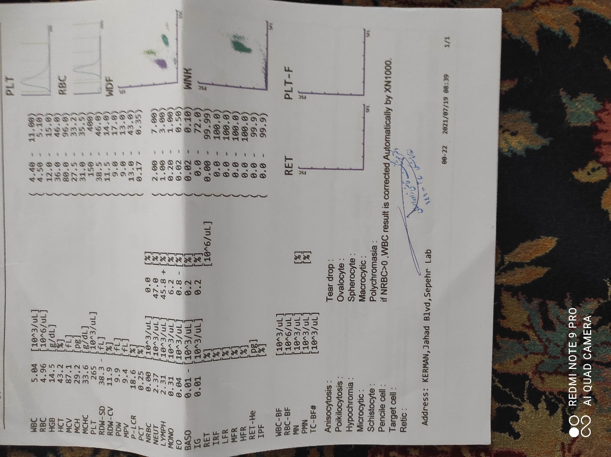 تفسیر آزمایش بعد از سقط