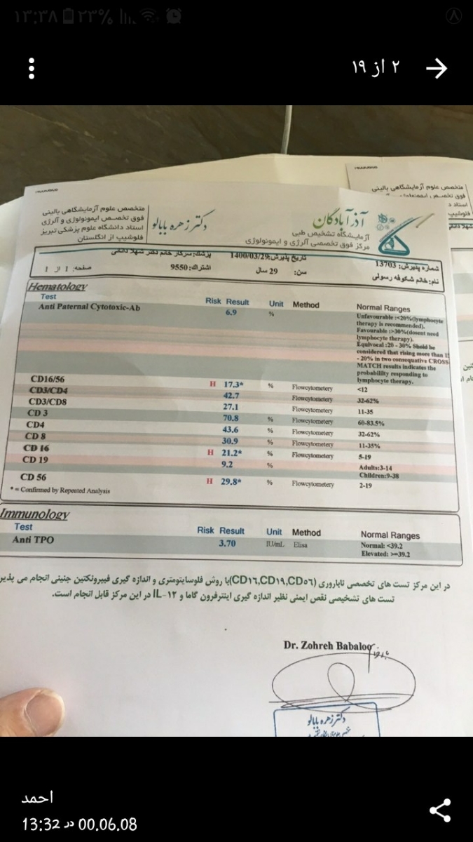 تفسیر ازمایش توسط دکتر اوما
