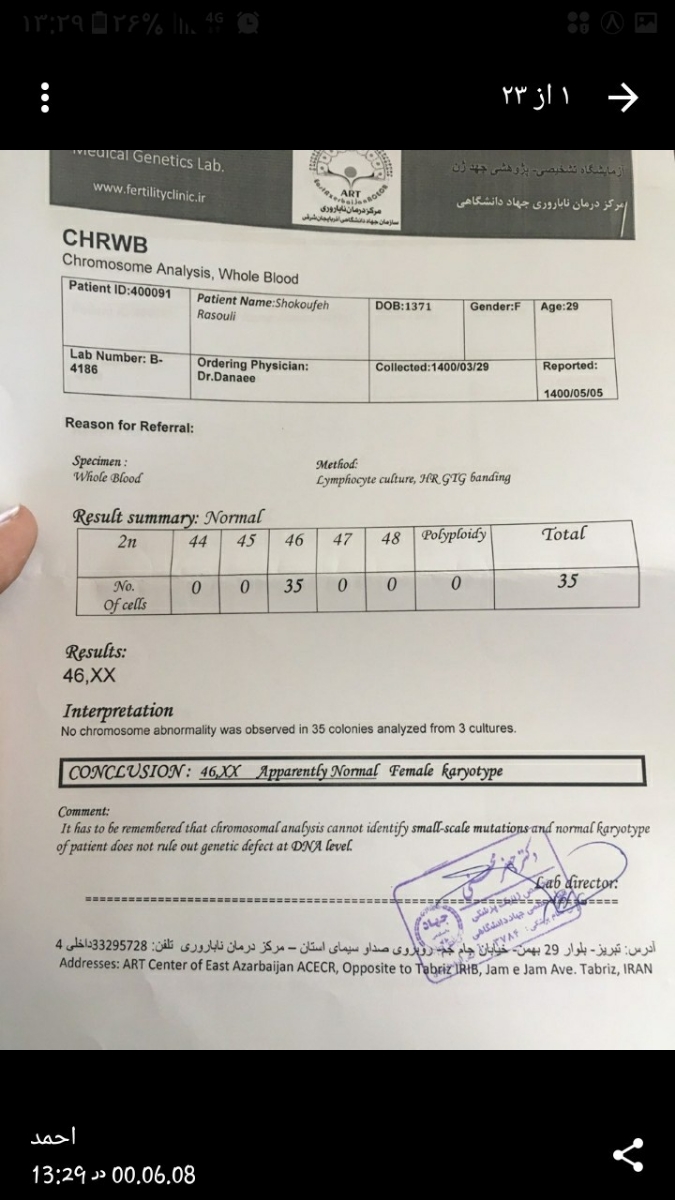 تفسیر ازمایش توسط دکتر اوما