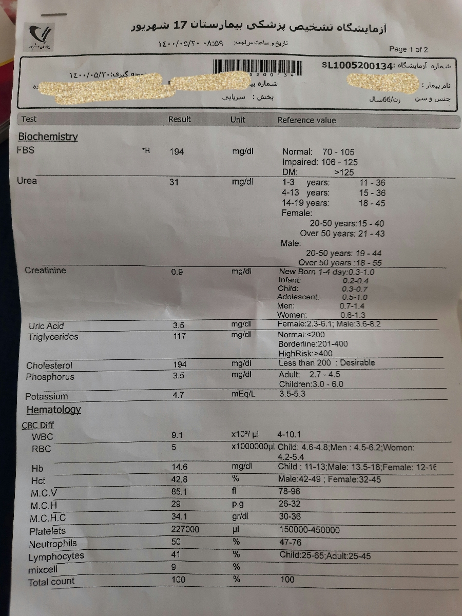 تفسیر آزمایش چکاب کلی