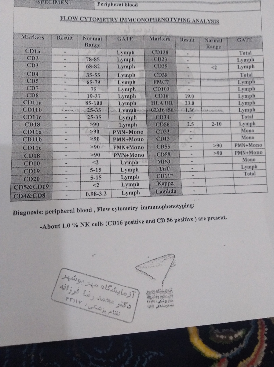 ازمایش ایمنی بعد انتقال جنین