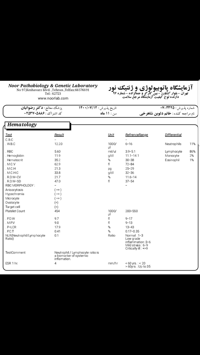 تفسیر آزمایش یکسالگی نوزاد