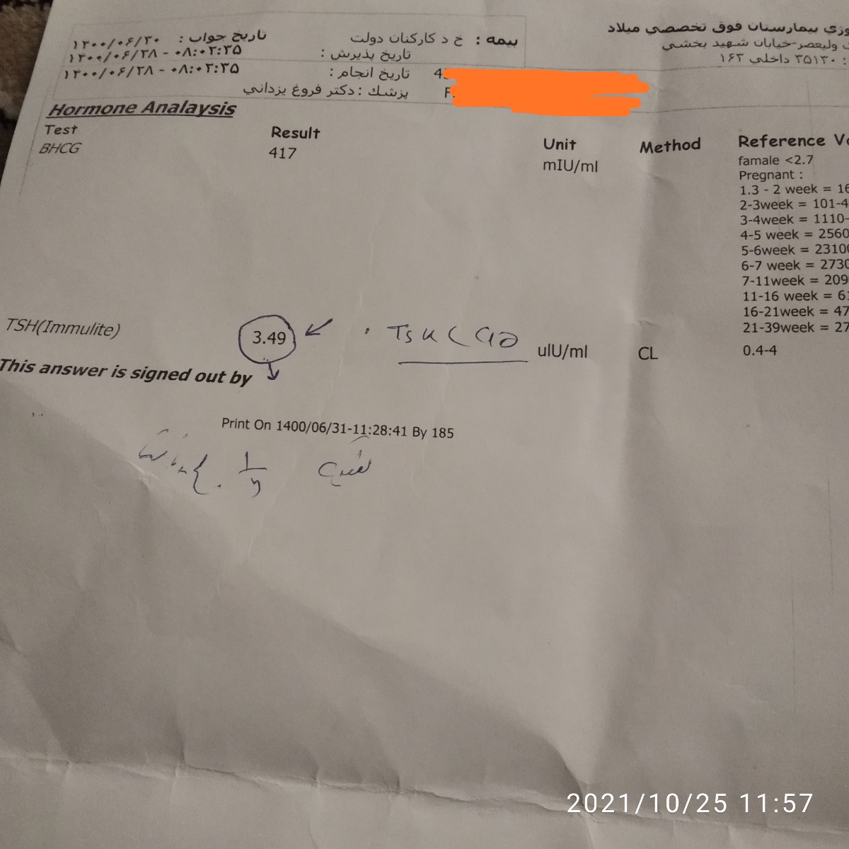 زمان آزمایش مجدد تیرویید