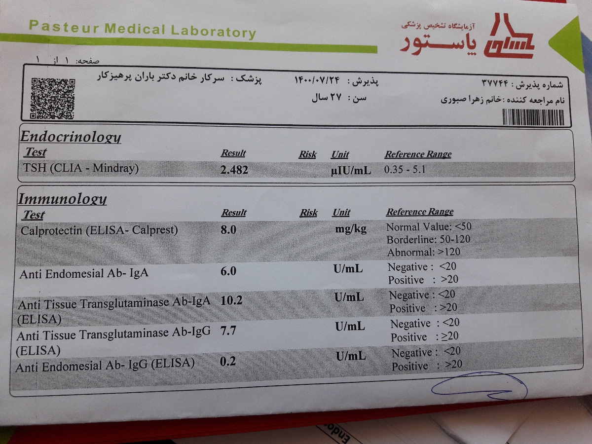تفسیر ازمایش مشکلات روده
