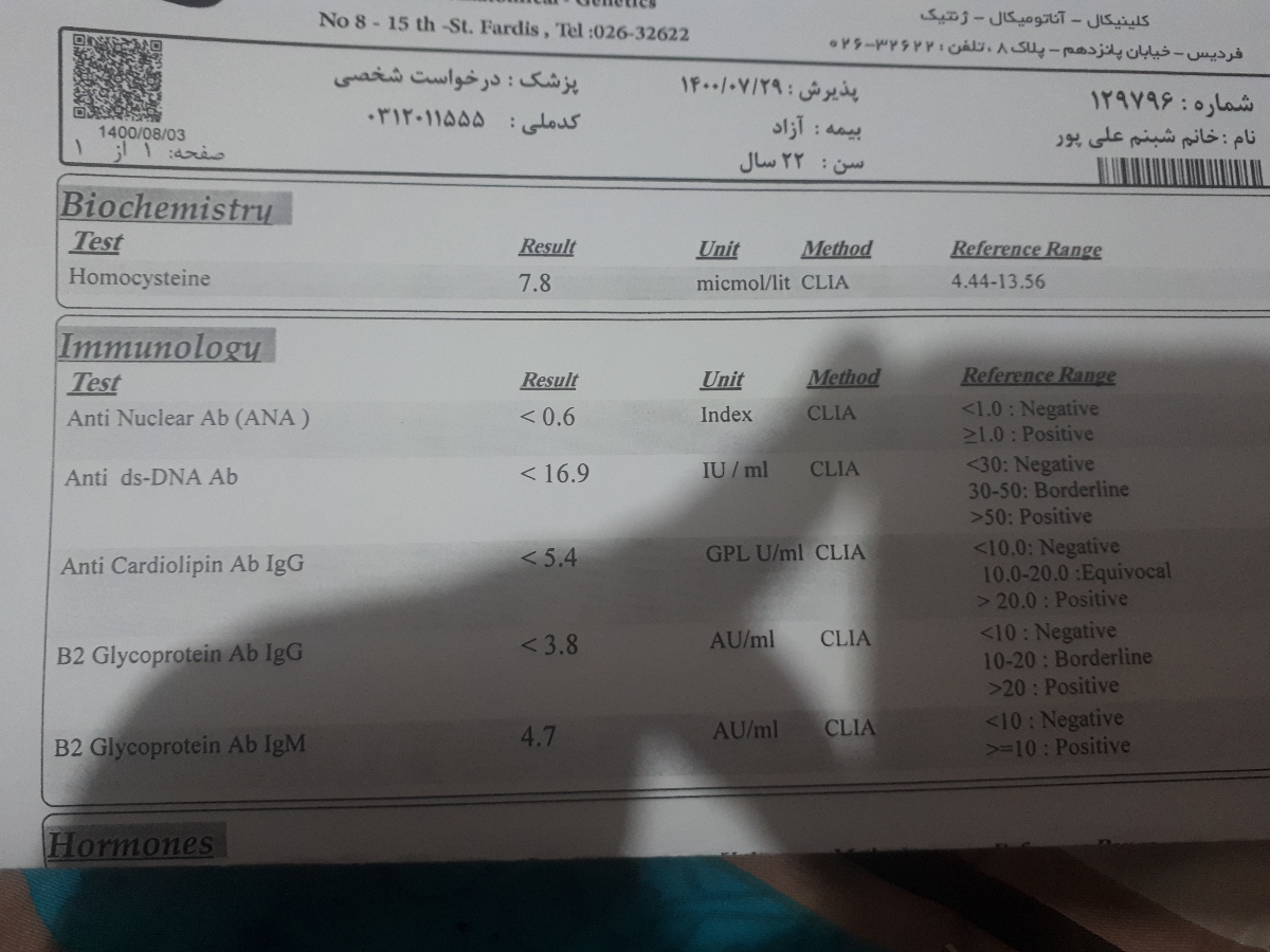 تفسیر ازمایش توسط پزشک اوما