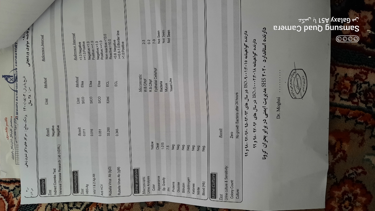 تفسیر آزمایش غربالگری اول