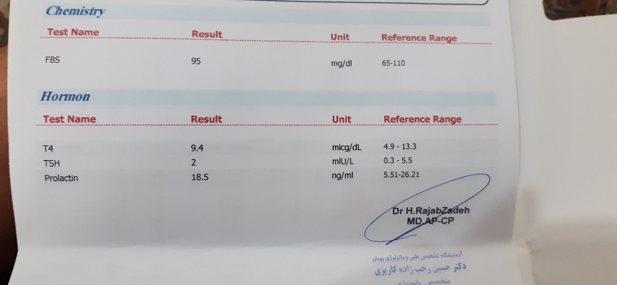 آزمایش تیروئید اگه میشه یک نگاهی به آزمایش من بکنین