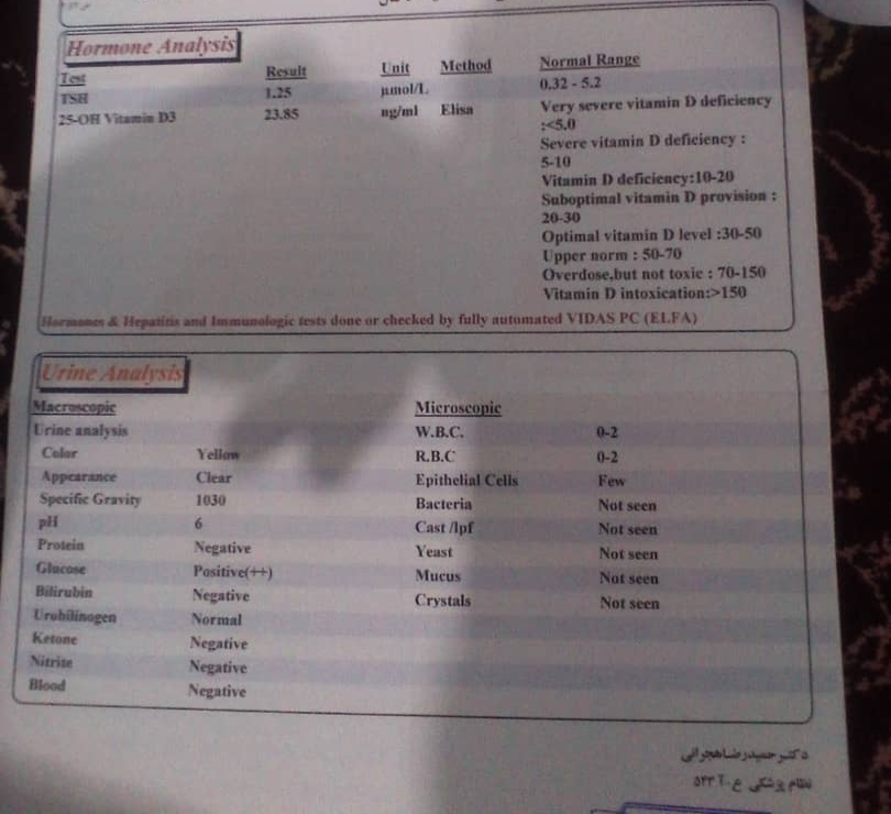 لطفا تفسیر آزمایش ممنونم