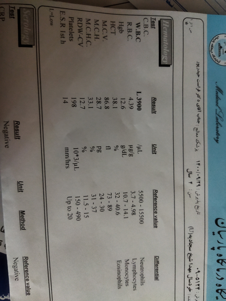 تب کودک ۴ ساله