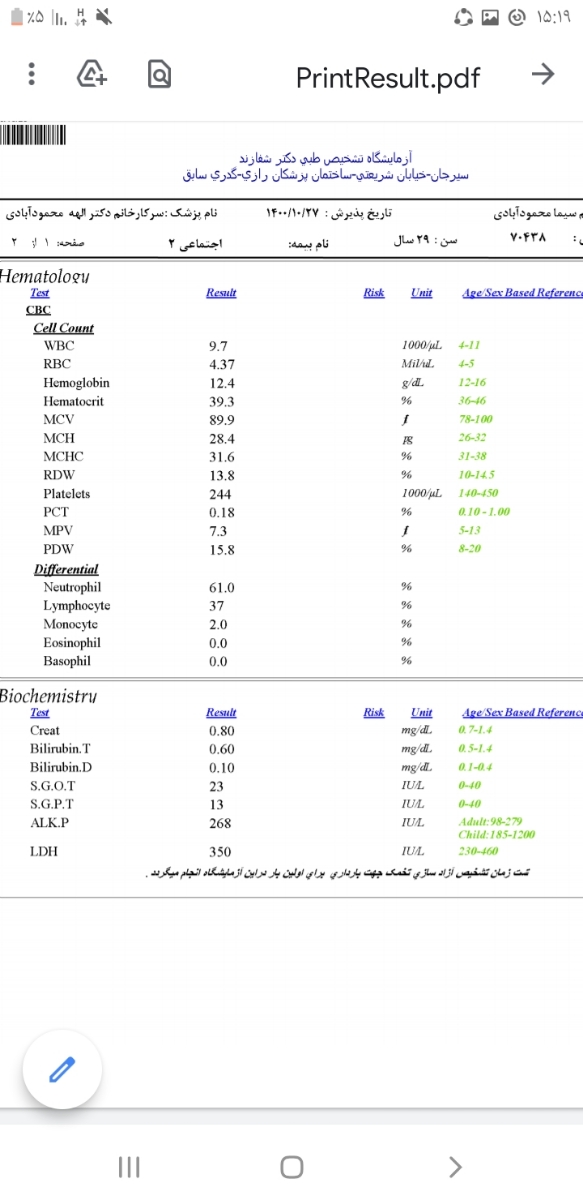 تفسیر ازمایش دفع پروتئین