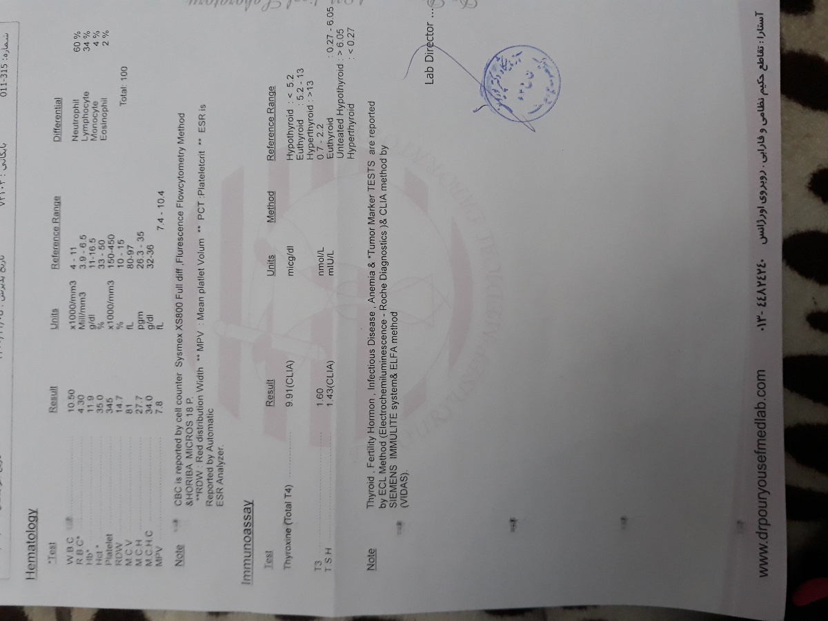 تفسیر جواب ازمایش واسه خالمه میشه نگاه کنین زودتر