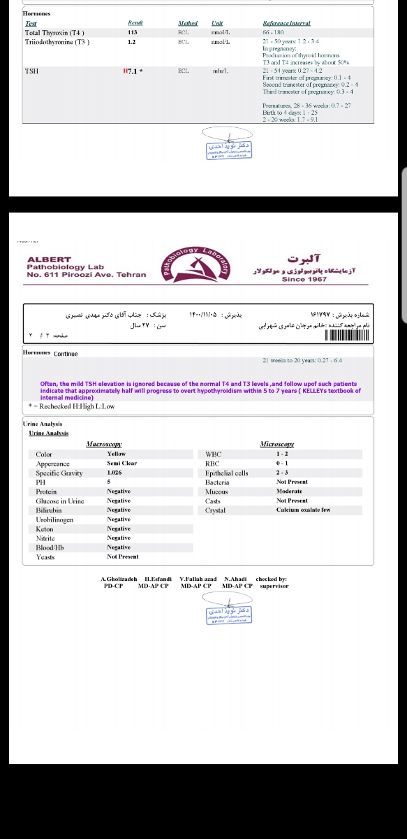 جواب ازمایش میشه تفسیر کنید