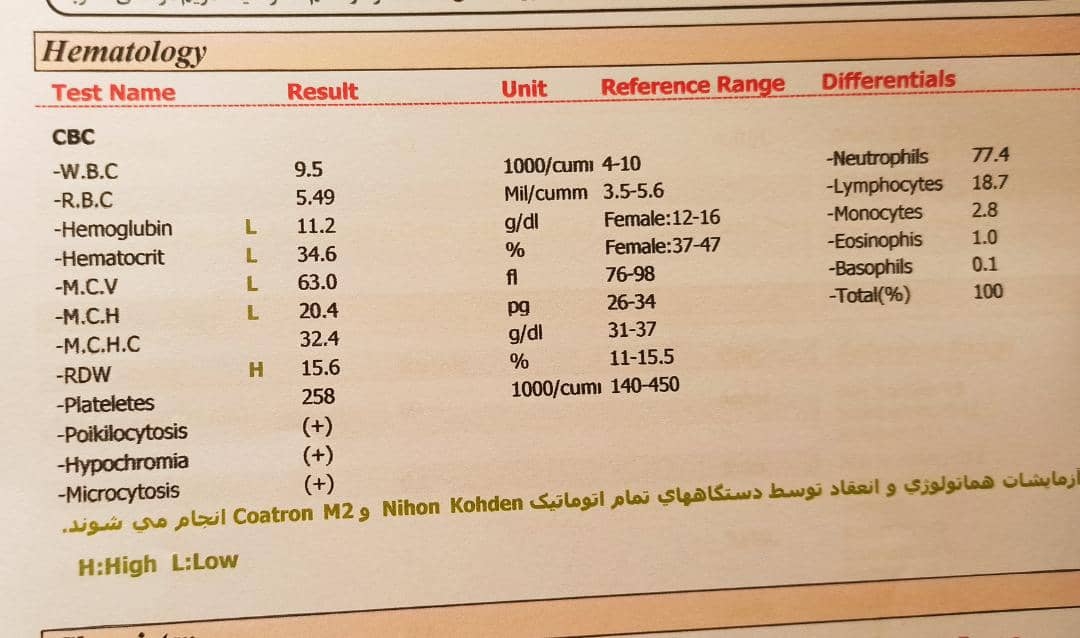 لطفا جواب آزمایش و میگین چطوره لطفا جواب آزمایش و میگین چطوره