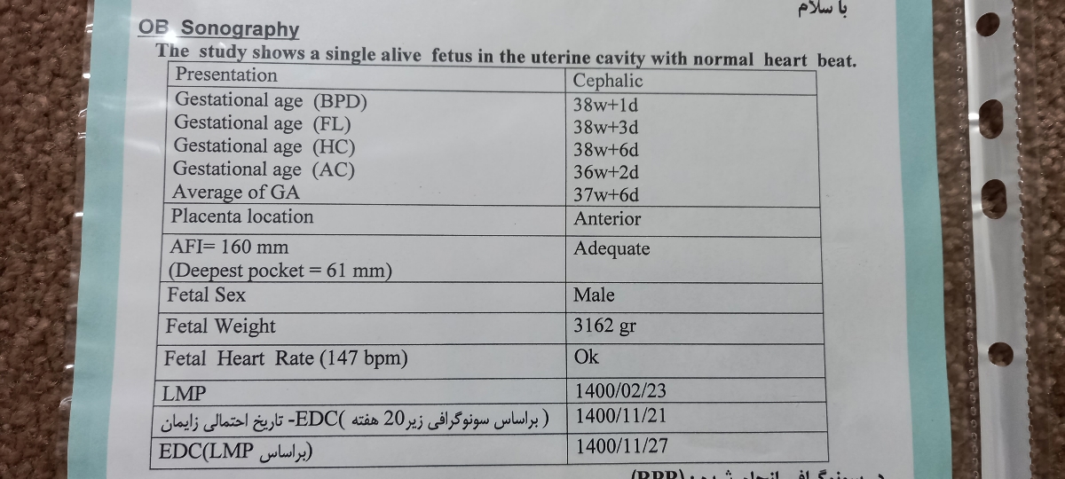 تفسیر سونوگرافی BPP ‌